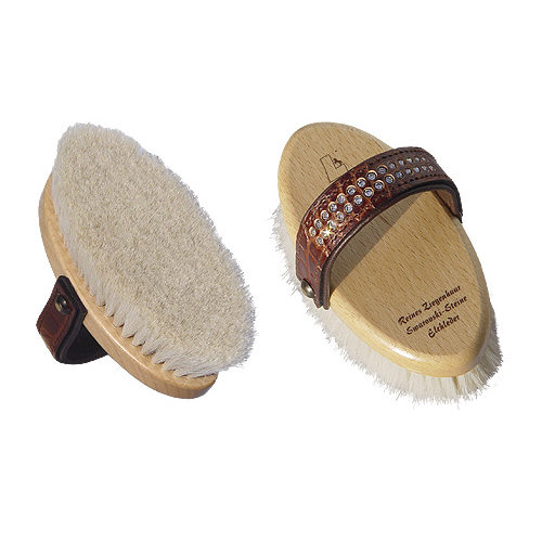 Leistner Pferdekopfkardätsche Ziegenhaar m. Swarovski, klein