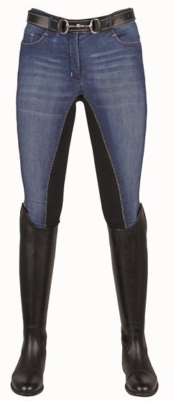 HKM Jeans Kinderreithose Summer Denim mit Vollbesatz aus Alos